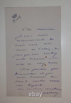 Louise Abbéma, painter Autographed signed letter