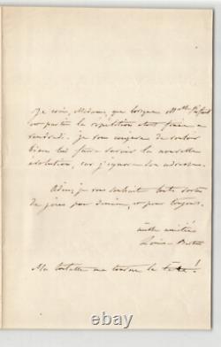 Louise Bertin Signed autograph letter for a rehearsal, 1860