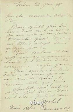 Louise Michel Signed Autograph Letter. History Of The Paris Commune