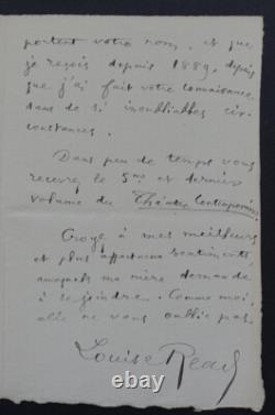 Louise reads autographed signed letter, 1896