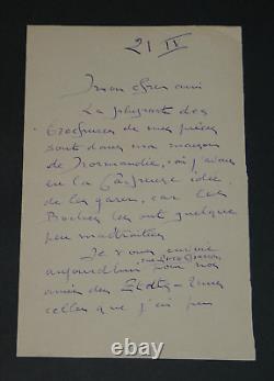 Lucien BESNARD SIGNED AUTOGRAPH LETTER TO Mr. MEMBRÉ