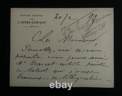 Luigini Alexandre Letter Autography Signed, Comique Operation, 1899