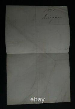 Luigini Alexandre Letter Autography Signed, Concerts Bellecour, 1891