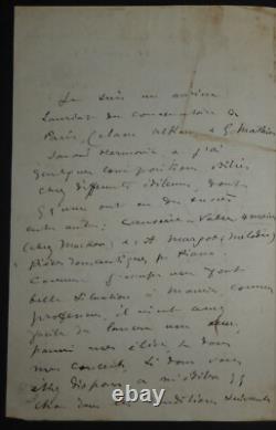 MATHE Edouard SIGNED AUTOGRAPH LETTER, PORT LOUIS, TO Henri HEUGEL, 1893