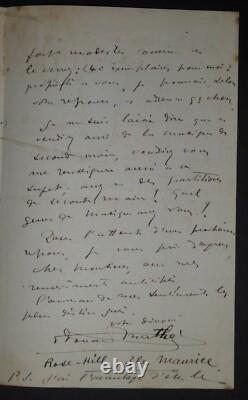 MATHE Edouard SIGNED AUTOGRAPH LETTER, PORT LOUIS, TO Henri HEUGEL, 1893