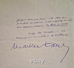 MONTHERLANT (Henry de). Autograph letter signed addressed to a fellow writer