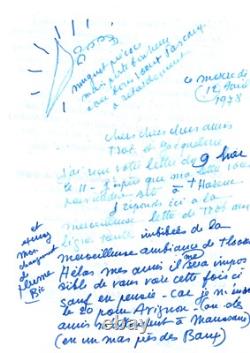 Madeleine LUKA 2 signed and illustrated autograph letters 1978 naive painter