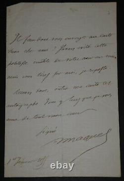 Maquet Auguste Autography Letter Signed, 1899 To A Close Friend. Love You