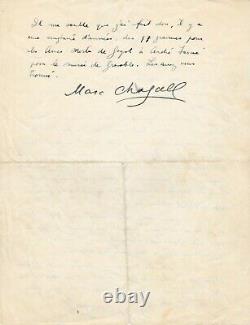 Marc Chagall Important Autograph Letter Signed To Jean Leymarie 1950