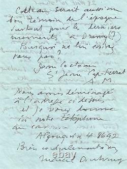 Marcel Duchamp Autograph Letter Signed On Max Jacob, Le Bateau-lavoir, Cocteau