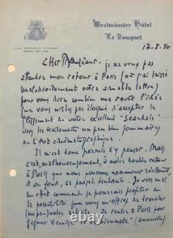 Marcel L'Herbier handwritten signed letter to Maurice Toesca, mentioning IDHEC