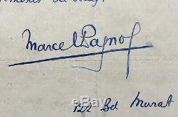Marcel Pagnol Autograph Letter Signed Envelope Als + 4 Pages 1930