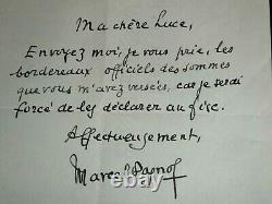 Marcel Pagnol Letter Autograph Signee A Luce Fieschi Declaration To The Tax Office 1972