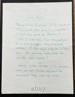 Marcel Pagnol Signed Autograph Letter: Theatre, Cinema & Hard Times