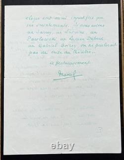Marcel Pagnol Signed Autograph Letter: Theatre, Cinema & Hard Times