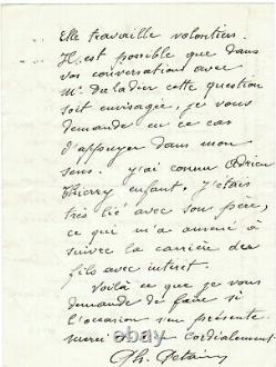 Marechal Philippe Petain. Autograph Letter Signed On The Eve Of The 1938 War