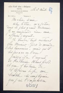 Marie Laurencin Autography Letter Signed On Paul Rosenberg