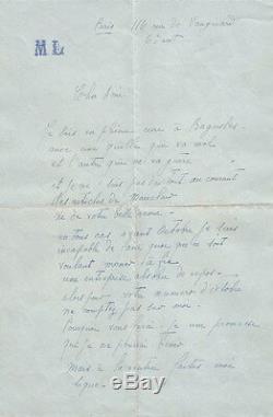 Marie Laurencin. Signed Autograph Letter To Jean Royère