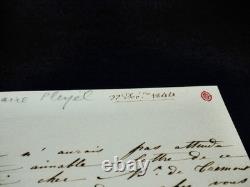 Marie Pleyel autograph signed letter to Mr. De Trémont, 1844