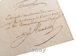 Marine Autographed Letter Signed Cherbourg 1816 Claude Du Campe De Rosamel