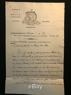 Marshal Jourdan / Signed Letter (1794) / Army Of The Moselle / Longwy / Moreau