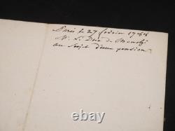 Marshal of Mouchy Signed Manuscript Letter Autograph of Knight de Maucor