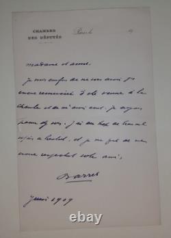 Maurice Barrès Autographed Signed Letter