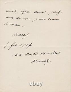 Maurice Barrès Signed Autograph Letter To Georges Hoog Collaborator