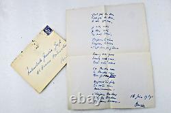 Maurice Druon autographed signed letter