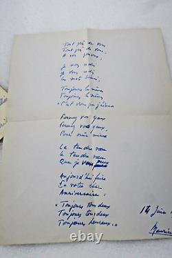 Maurice Druon autographed signed letter