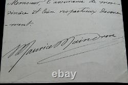 Maurice MAINDRON SIGNED AUTOGRAPH LETTER, VAUPLASSANS TOURNAMENT, SPITZER