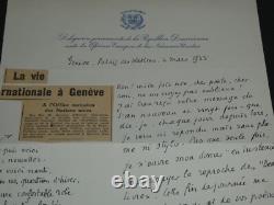 Maurice d'Hartoy Autograph letter signed, 1955, 1 page, detective prose