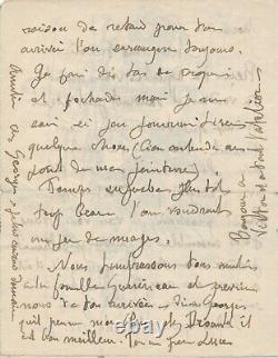 Maximilian Luce Painter Autograph Letter Signed With 2 Drawings To His Son
