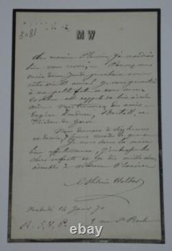 Mélanie Waldor Autographed letter signed to Mr. Plouvier 1870
