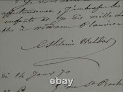 Mélanie Waldor Autographed letter signed to Mr. Plouvier 1870