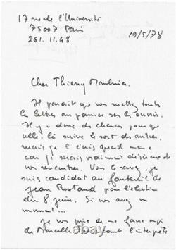 Michel DÉON / Signed Autograph Letter / French Academy / Candidacy