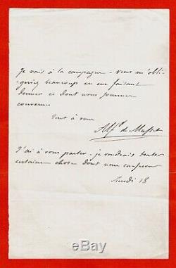 N6-alfred De Musset Writer Autograph Letter Signed