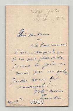 Natalia Janotha Signed autograph letter of thanks, 1887