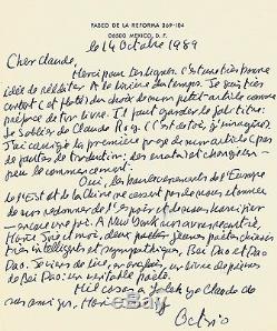 Octavio Paz Autograph Letter Signed To Claude Roy. Fall Of The Berlin Wall. 1989
