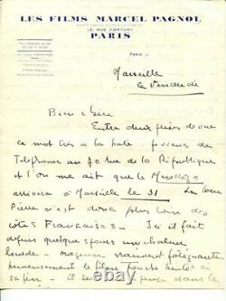Orane Demazis Belle Letter Autographe Signed Two Pages Films Marcel Pagnol