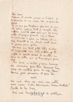 Oscar DOMINGUEZ Tragic signed autograph letter to Georges Hugnet. War 1936