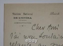PINCHON Joseph SIGNED AUTOGRAPH LETTER, NATIONAL THEATER OPERA, To Louis ROBIN