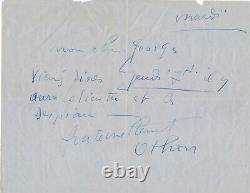 Painter Othon FRIESZ signed autograph letter to George Lesieutre Despiau