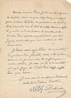 Painter Paul-Emile DESTOUCHES signed autograph letter AND drawing 7 sketches