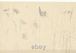 Painter Paul-Emile DESTOUCHES signed autograph letter AND drawing 7 sketches