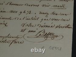 Pancrace BESSA SIGNED AUTOGRAPH LETTER 1840 Ecouen