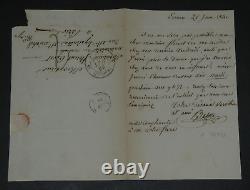 Pancrace BESSA SIGNED AUTOGRAPH LETTER 1840 Ecouen