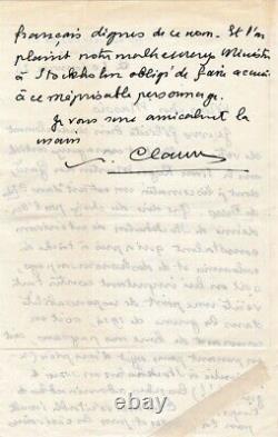 Paul Claudel Autographed Letter to Henri Massis on Roger Martin du Gard