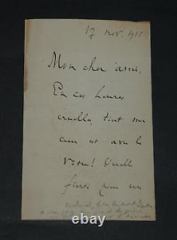 Paul Deschanel Beautiful Autographed Letter Signed Condolences War 14/18 1916