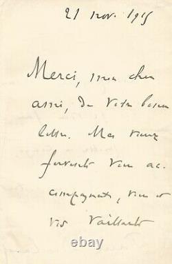 Paul Deschanel Signed Autograph Letter To 1st World War Soldier